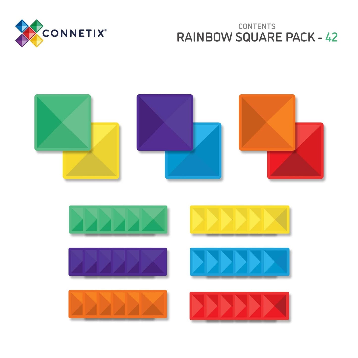 Connetix Tiles | Rainbow | 42pc Square Pack