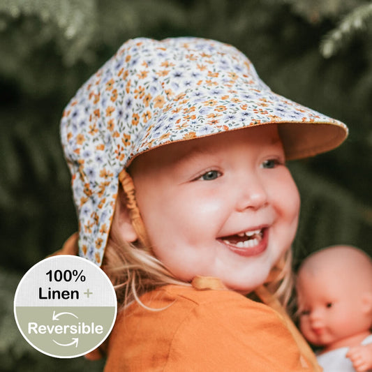 Lounger Baby Reversible Flap Sun Hat | Meredith / Maize