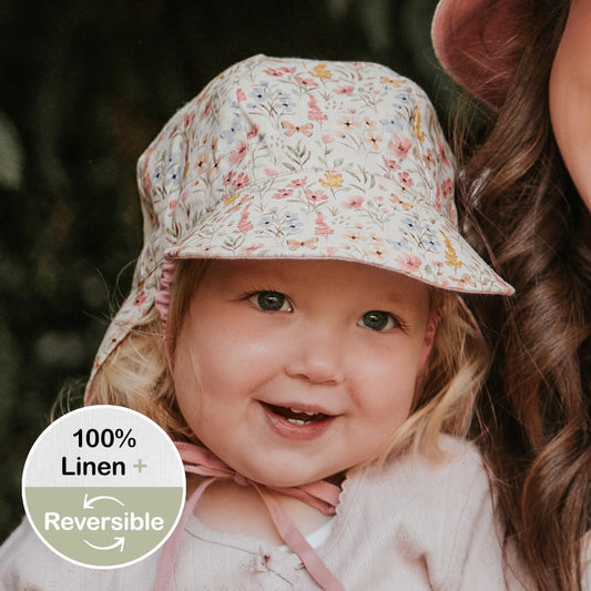 Lounger Baby Reversible Flap Sun Hat | Paris/Rosa