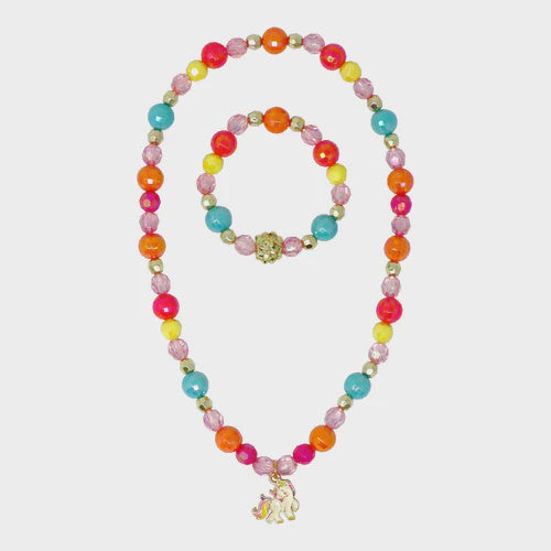 Necklace & Bracelet Set | Unicorn Rainbow Charm